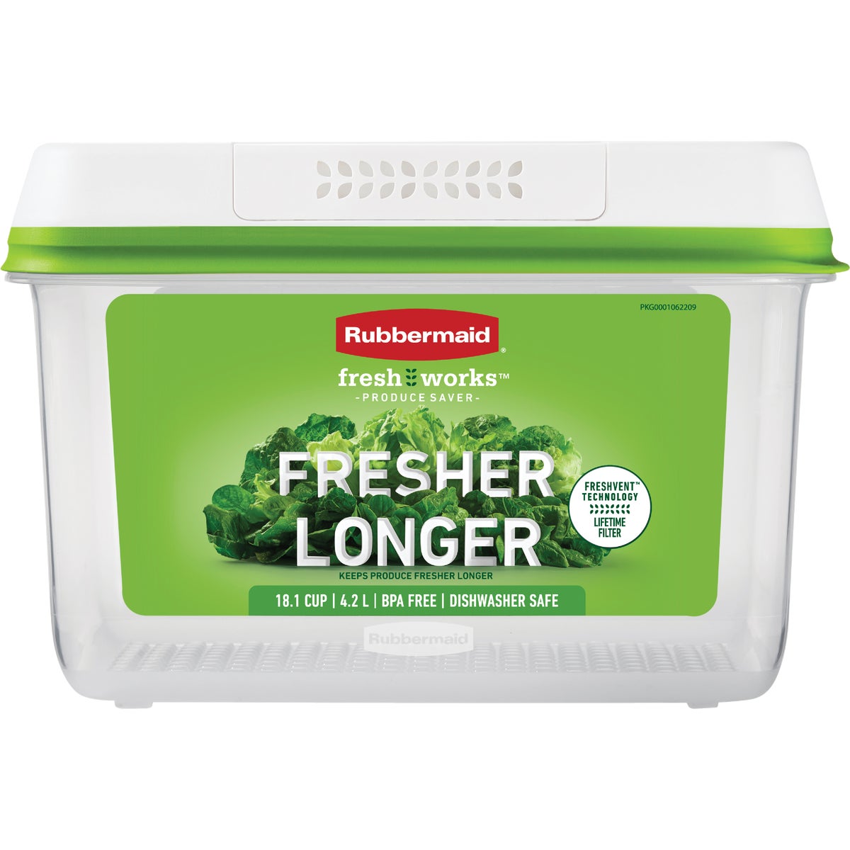 Rubbermaid FreshWorks Produce Saver 17.3 C. Clear Rectangle Food Storage Container with Lid