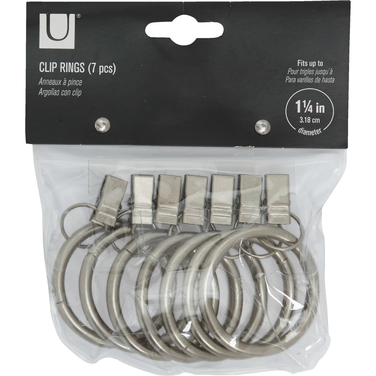 Umbra 1-1/4 In. Clip Curtain Ring, Nickel (7-Pack)