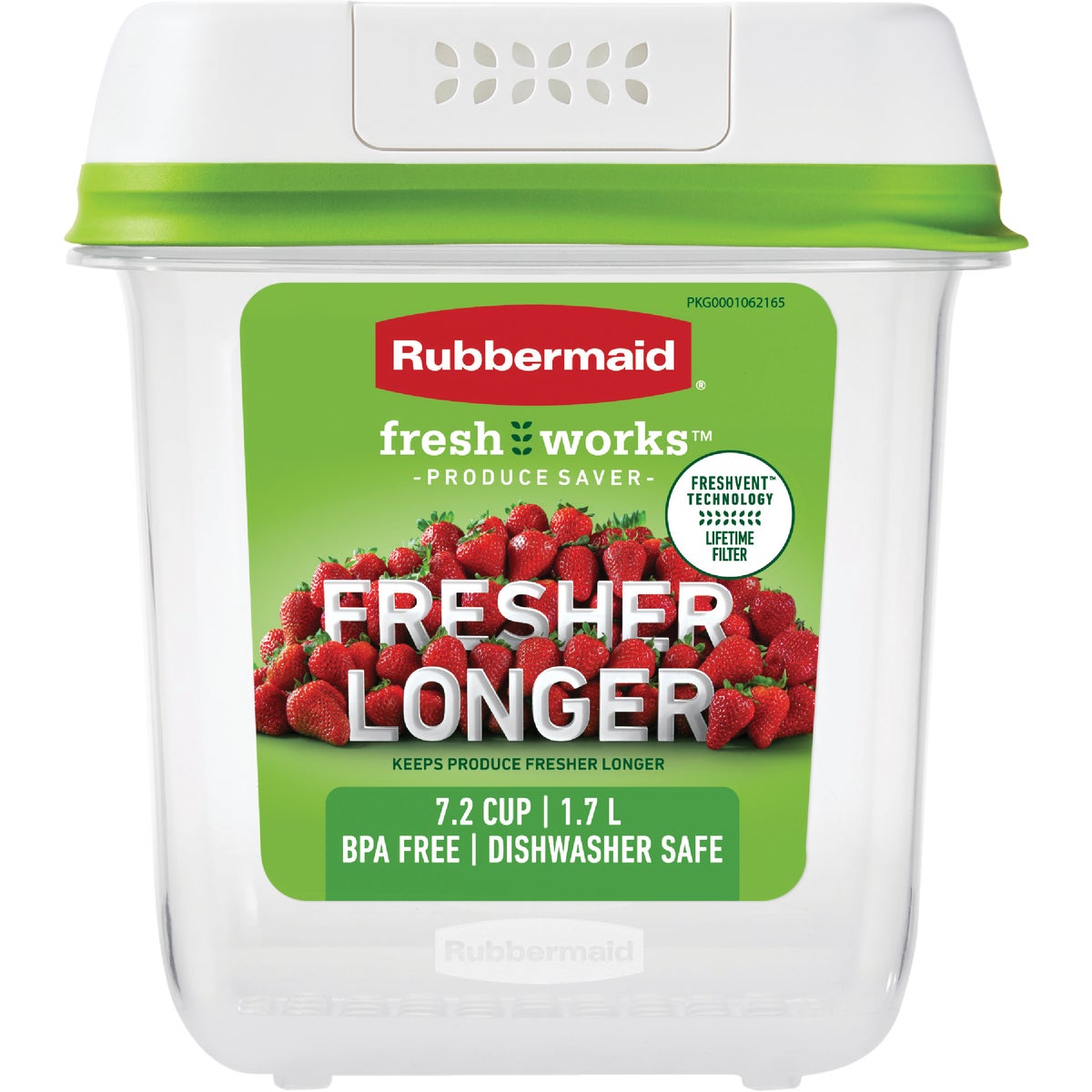 Rubbermaid FreshWorks Produce Saver 6.3 C. Clear Square Food Storage Container with Lid