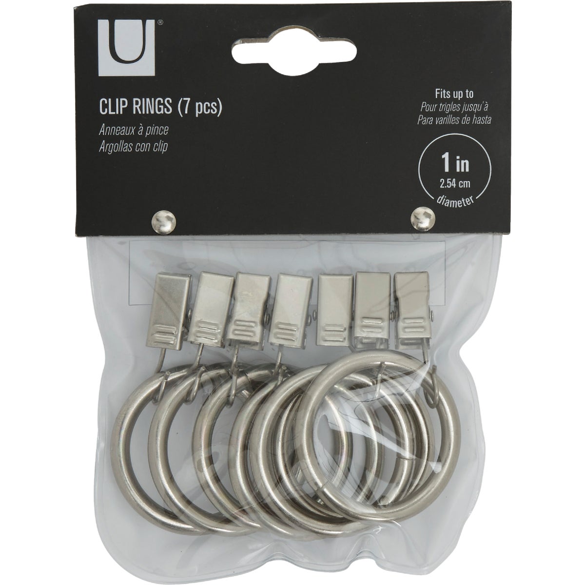 Umbra 1 In. Clip Curtain Ring, Nickel (7-Pack)