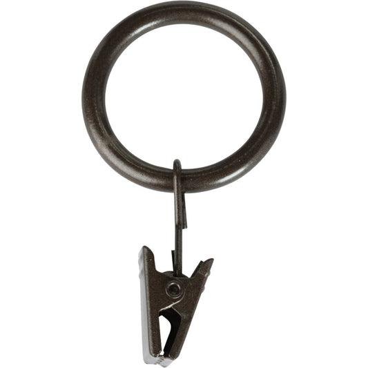 Kenney 5/8 In. To 3/4 In. Clip Curtain Ring, Brown (14-Pack)