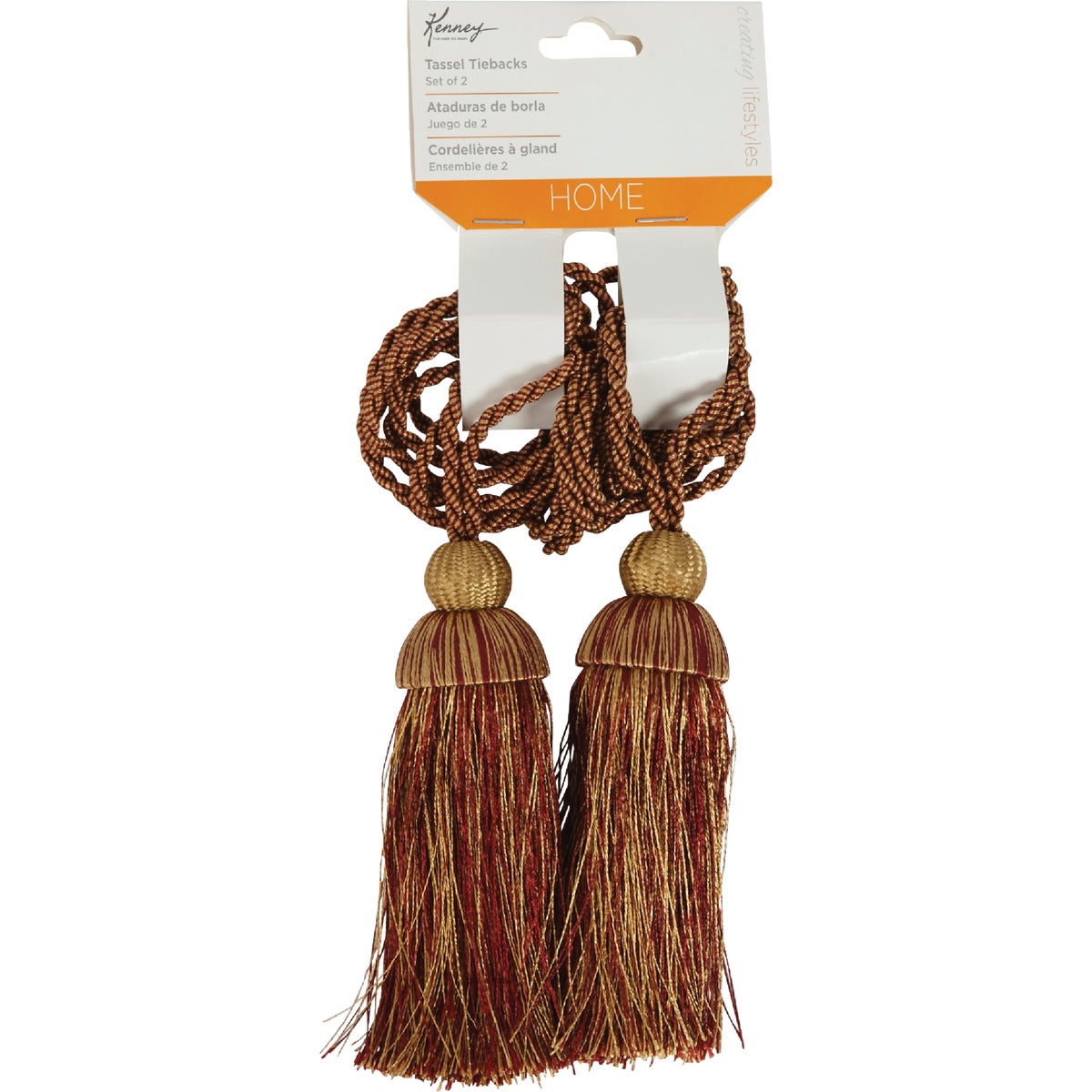 Kenney 23 In. Tassel Drapery Holdback, Burgundy (2-Pack)