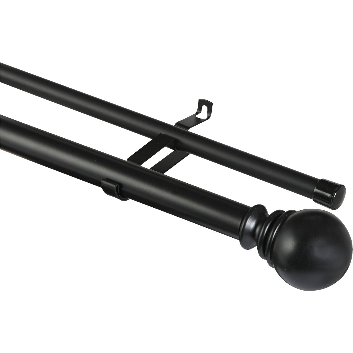 Kenney Layla 30 In. To 84 In. 1 In. Double Black Curtain Rod