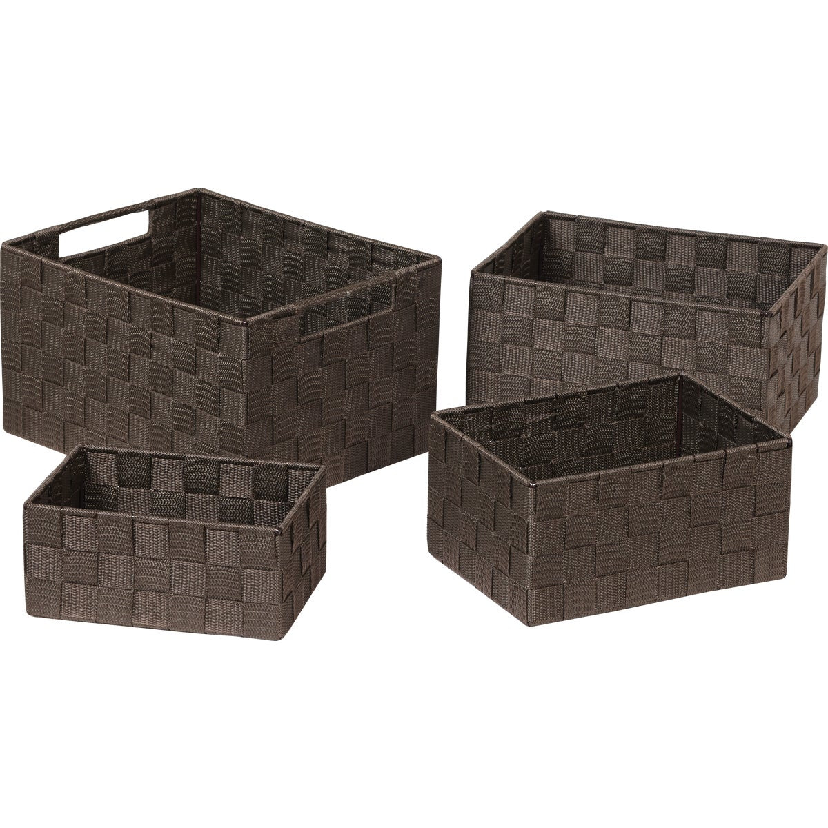 Home Impressions 4-Piece Woven Storage Basket Set, Brown