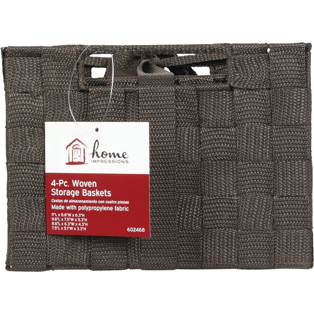 Home Impressions 4-Piece Woven Storage Basket Set, Brown