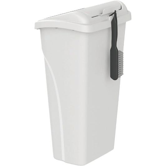 United Solutions 10 Gal. White Brush/Pan Wastebasket With Lid