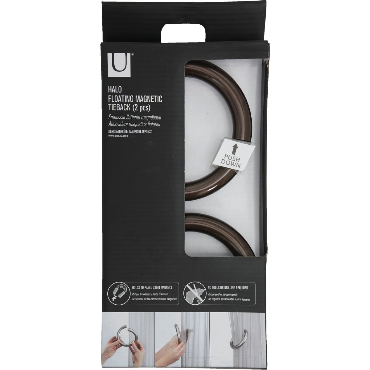 Umbra 4-1/2 In. Halo Drapery Holdback, Auburn Bronze (2-Pack)