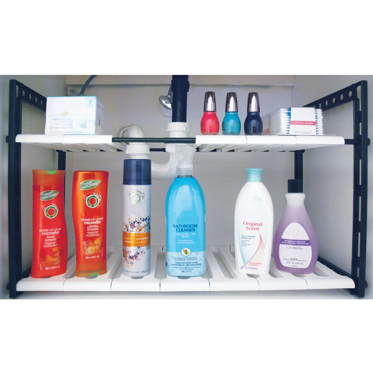 Range Kleen 2-Tier 28 In. x 16 In. x 12 In. Under-the-Sink White Plastic Shelving