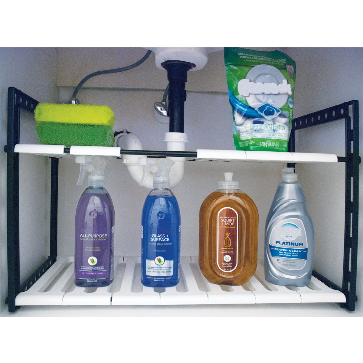 Range Kleen 2-Tier 28 In. x 16 In. x 12 In. Under-the-Sink White Plastic Shelving