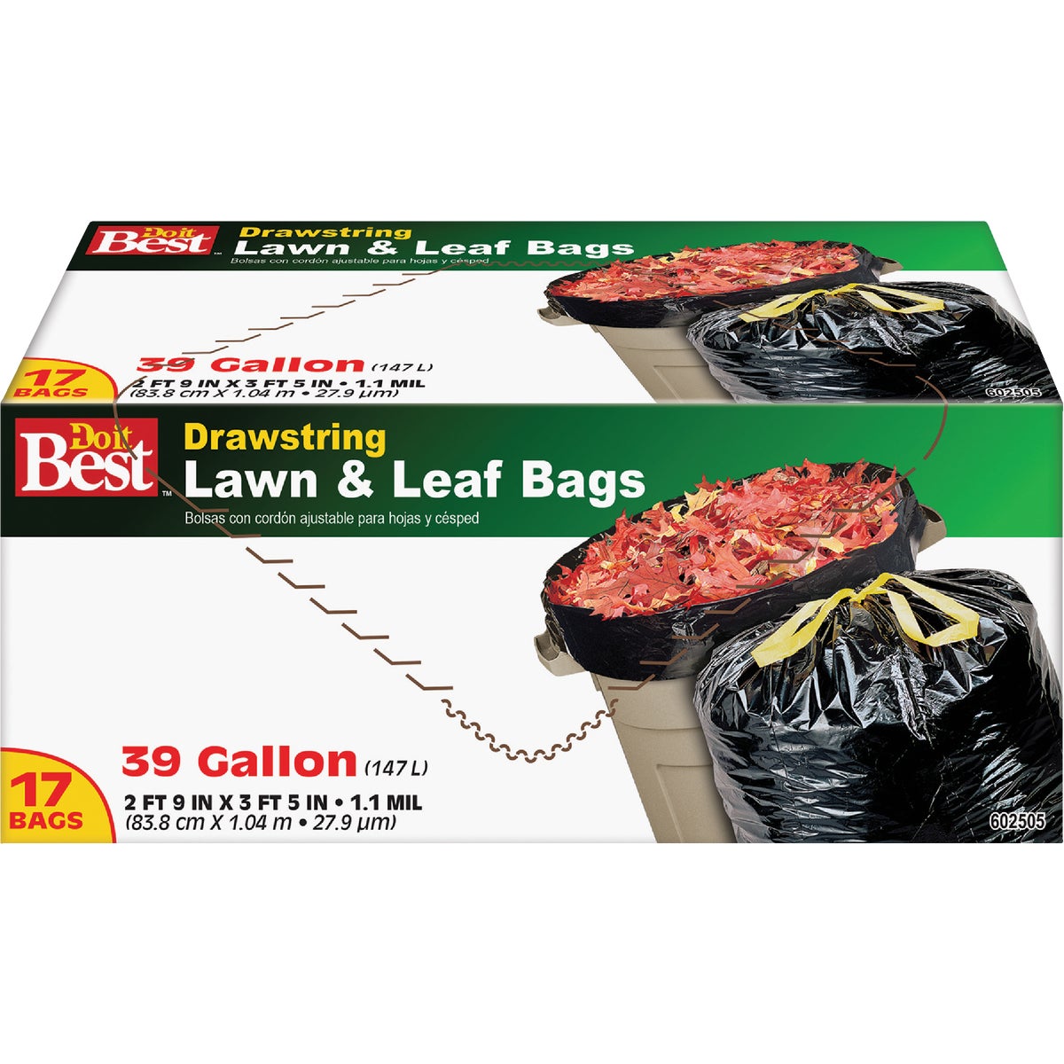 Do it Best 39 Gal. Black Drawstring Lawn & Leaf Bag (17-Count)