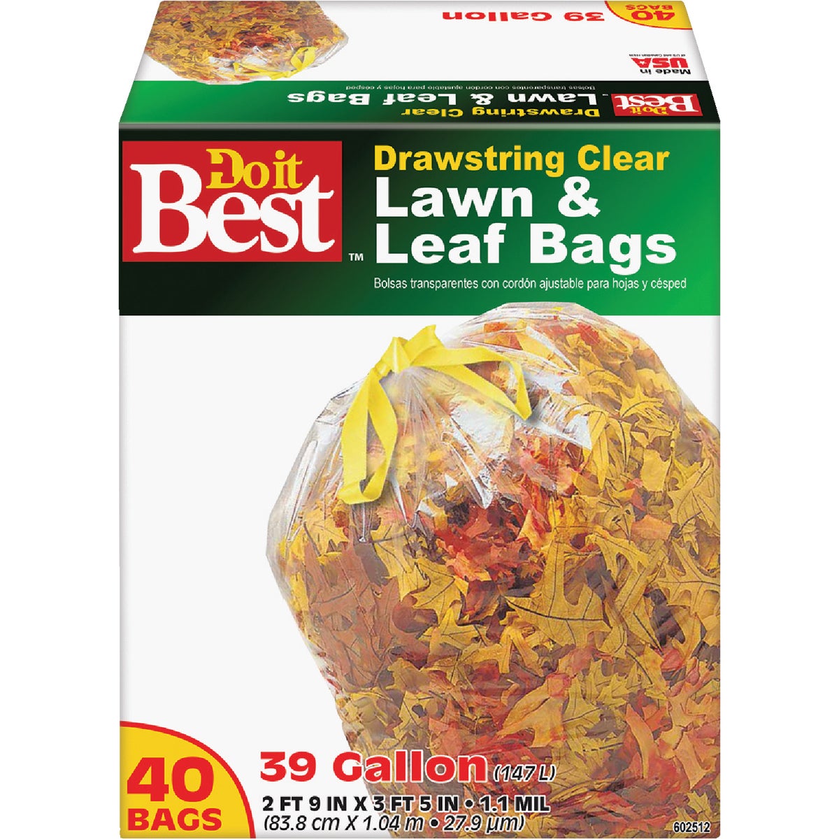 Do it Best 39 Gal. Clear Drawstring Lawn & Leaf Bag (40-Count)