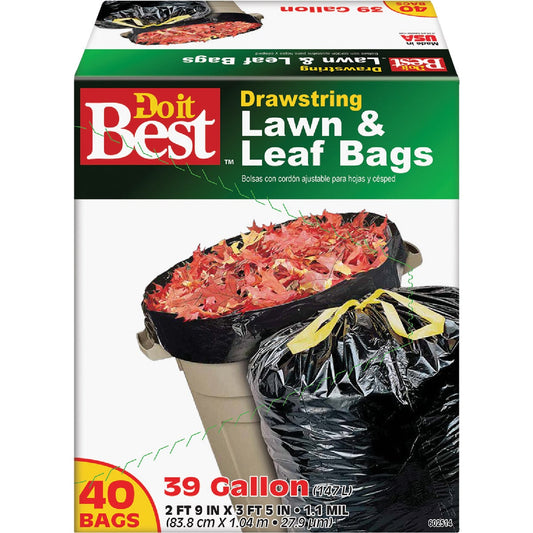 Do it Best 39 Gal. Black Drawstring Lawn & Leaf Bag (40-Count)