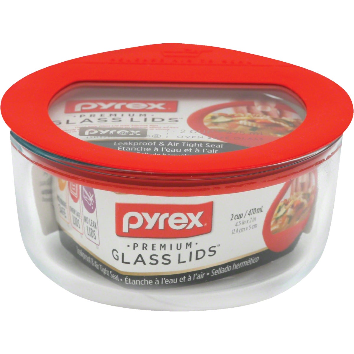 Pyrex Glass Lids No Leak 2-Cup Glass Baking Dish