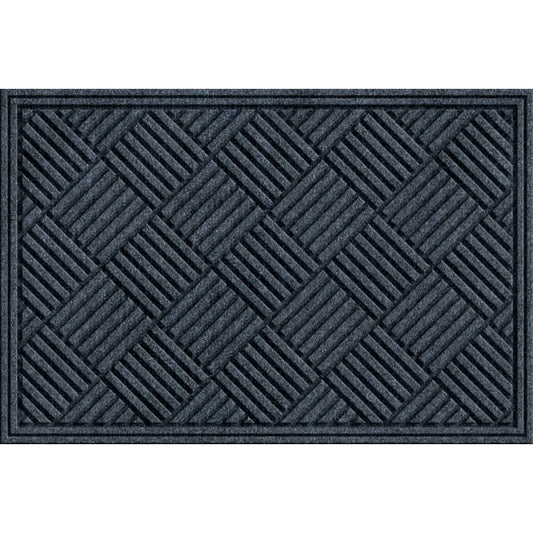 Apache Textures Smoke 24 In. x 36 In. Carpet/Recycled Rubber Door Mat