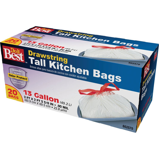 Do it Best 13 Gal. Lavender Scent Tall Kitchen White Trash Bag (20-Count)