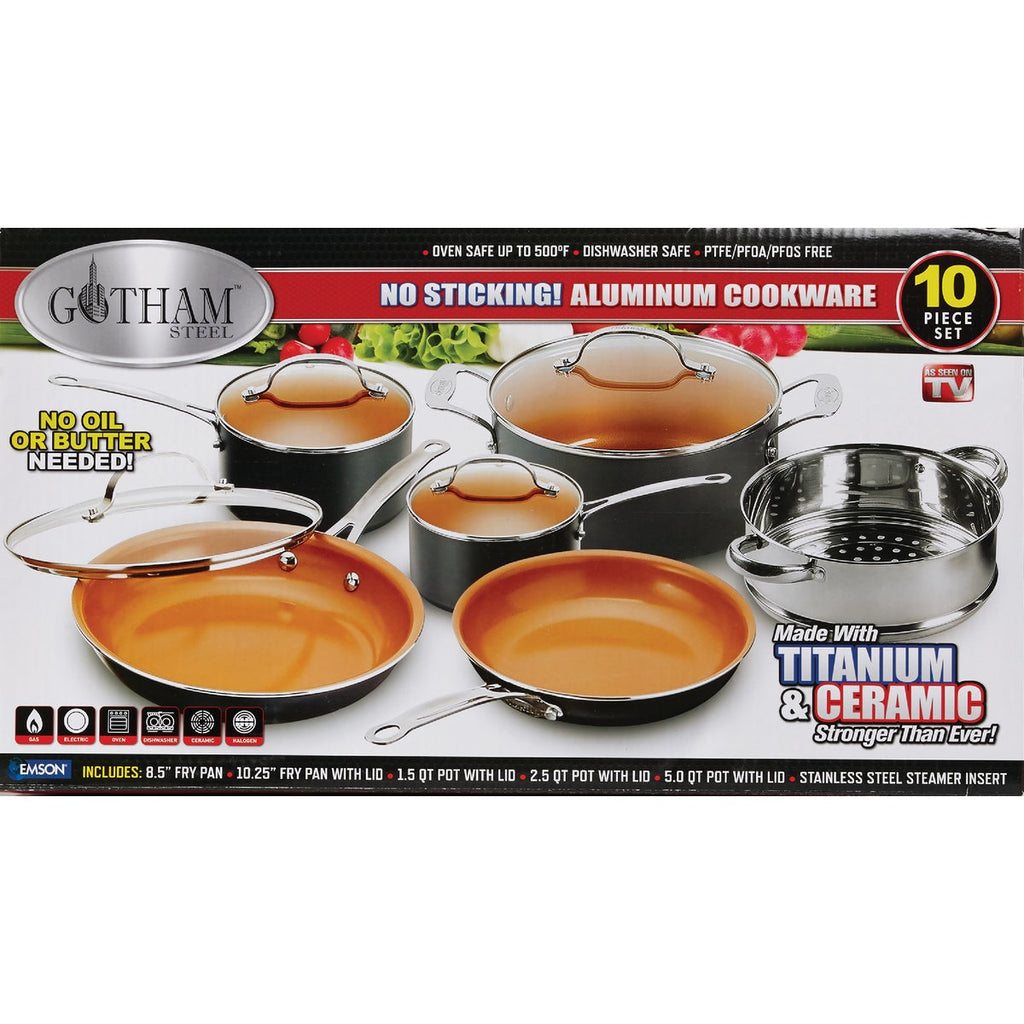 Gotham Steel Gray Non-Stick Aluminum Round Cookware Set (10-Piece)