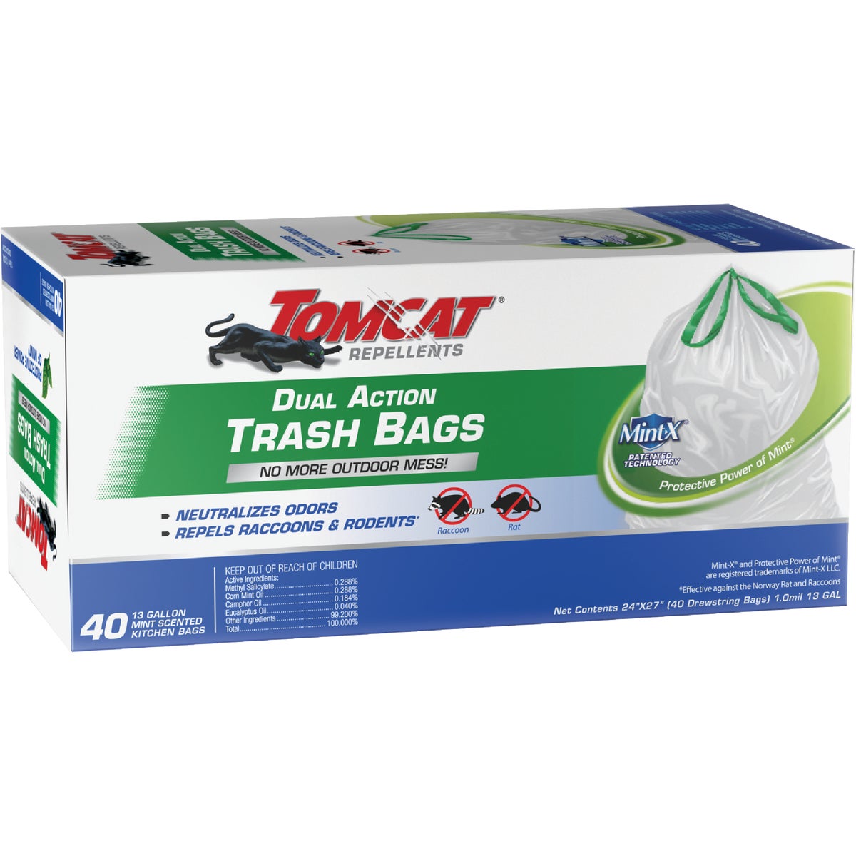 Tomcat 13 Gal. Dual Action White Trash Bag (40-Count)