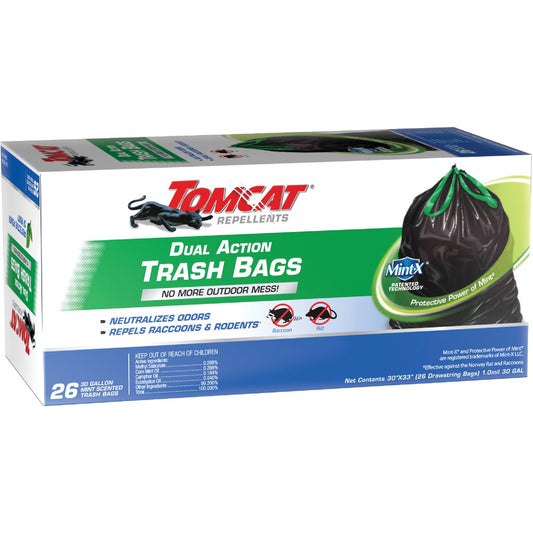 Tomcat 30 Gal. Dual Action Black Trash Bag (26-Count)