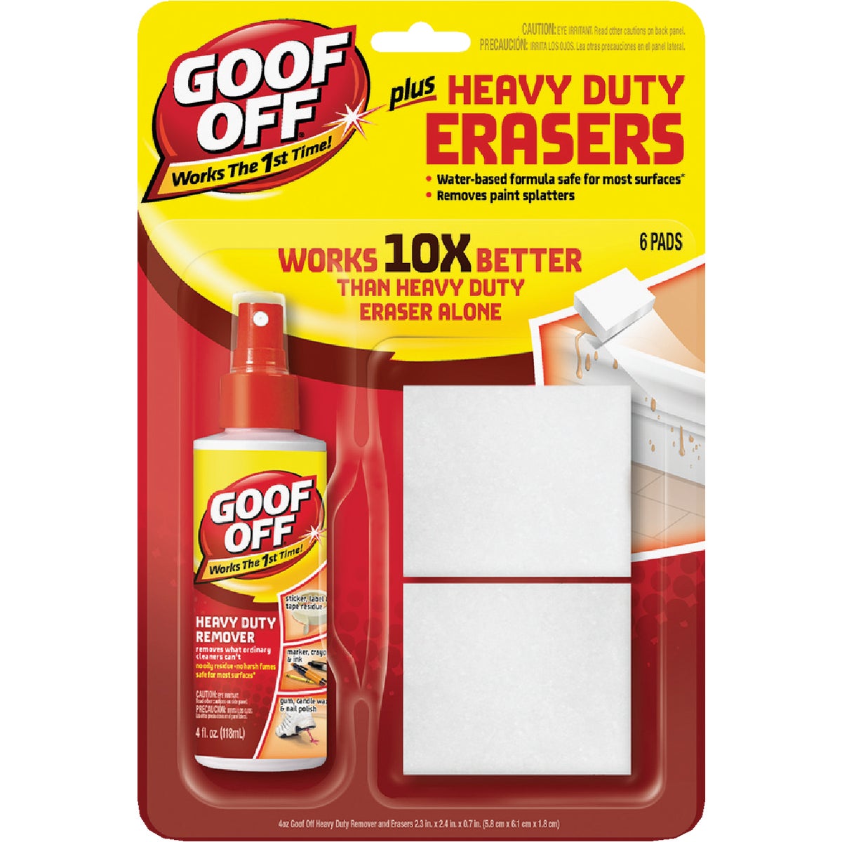 Goof Off 4 Oz. Heavy Duty All Purpose Remover Plus Eraser Pads