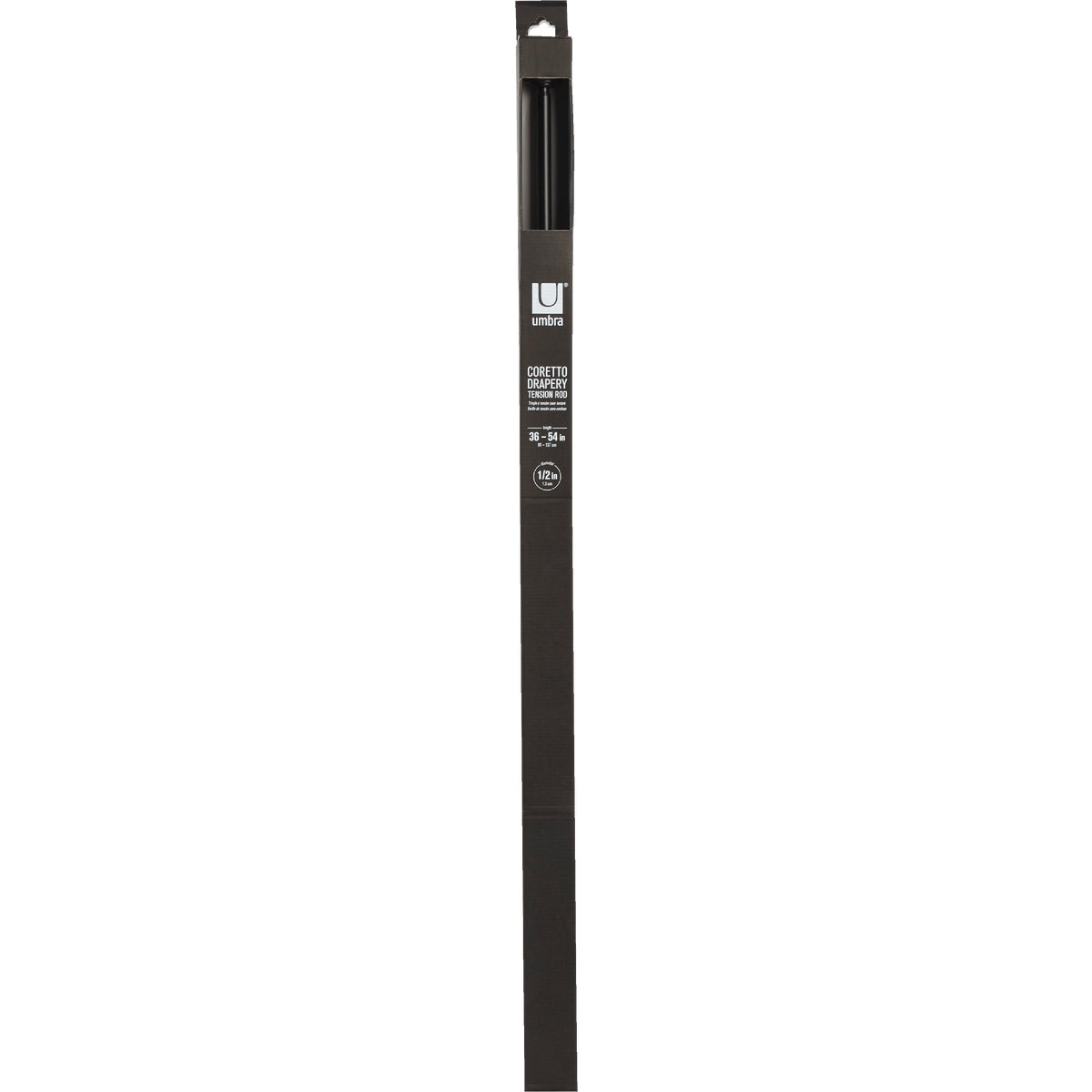 Umbra Coretto 36 In. To 54 In. 1/2 In. Drapery Tension Rod, Matte Black