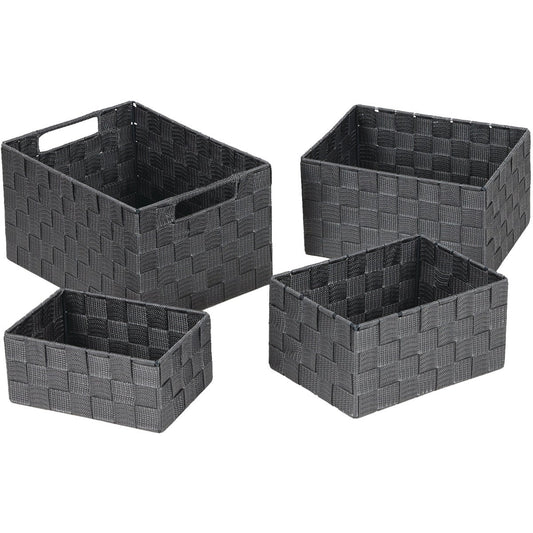 Home Impressions 4-Piece Woven Storage Basket Set, Gray