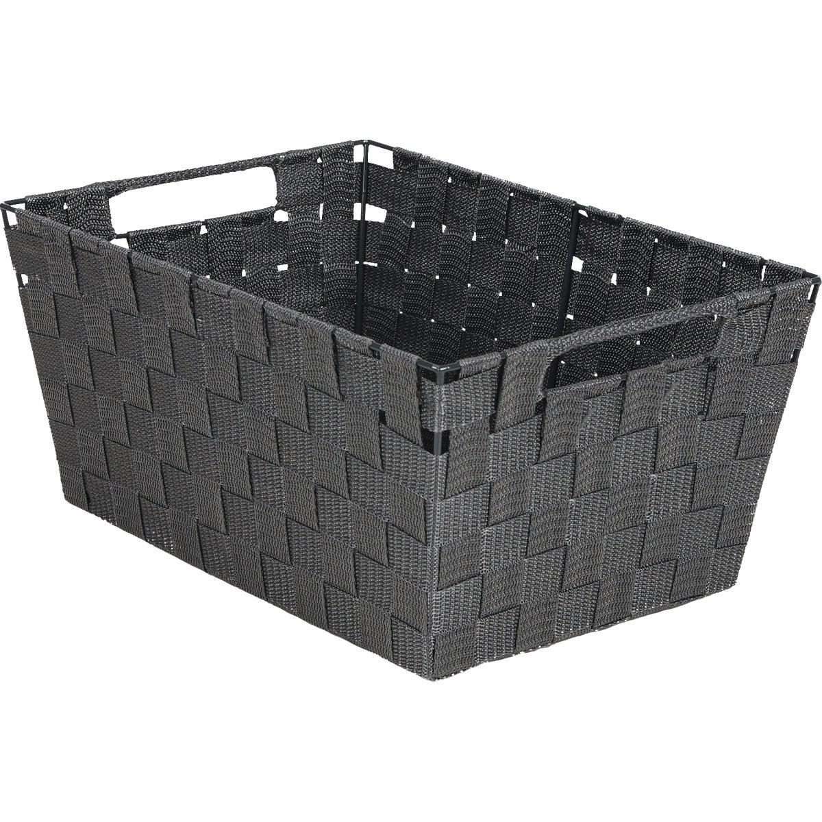 Home Impressions 10 In. W. x 6.75 In. H. x 14 In. L. Woven Storage Basket with Handles, Gray