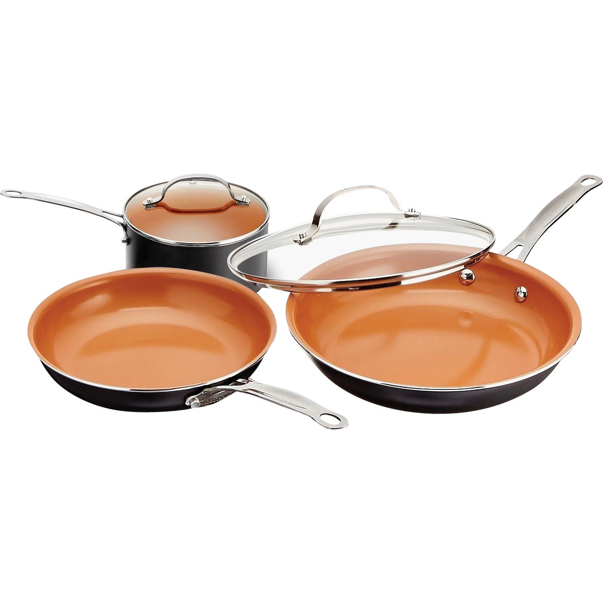 Gotham Steel Gray Non-Stick Aluminum Round Cookware Set (5-Piece)