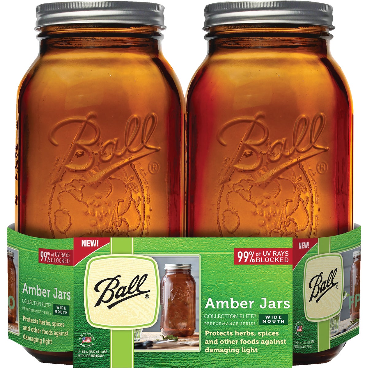 Ball Collection Elite 1/2 Gal. Wide Mouth Amber Canning Jar (2-Count)