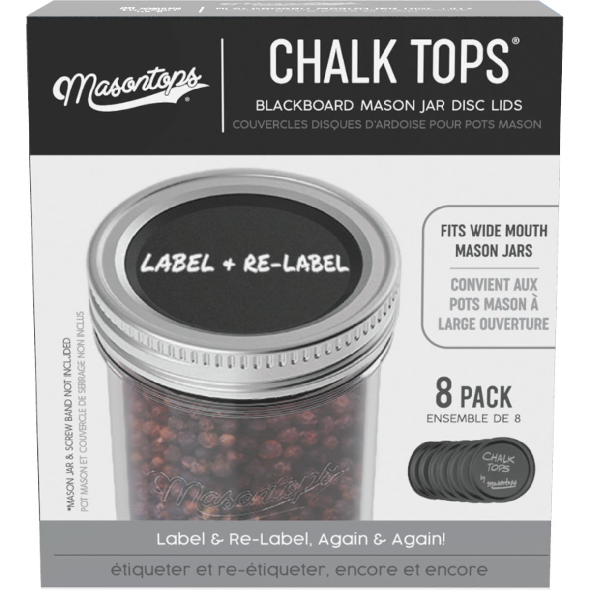 Masontops Wide-Mouth Chalk Top Canning Jar Lids (8-Count)