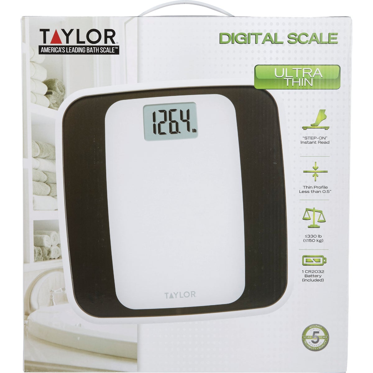 Taylor Digital 330 Lb. Slim Profile Bath Scale, White