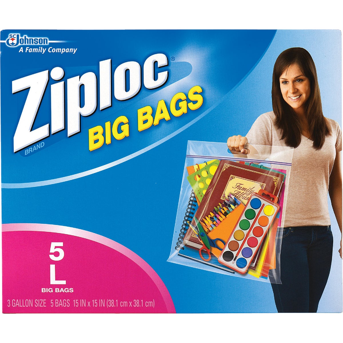 Ziploc Big Bag 3 Gallon Large Storage Bags, (5-Count)