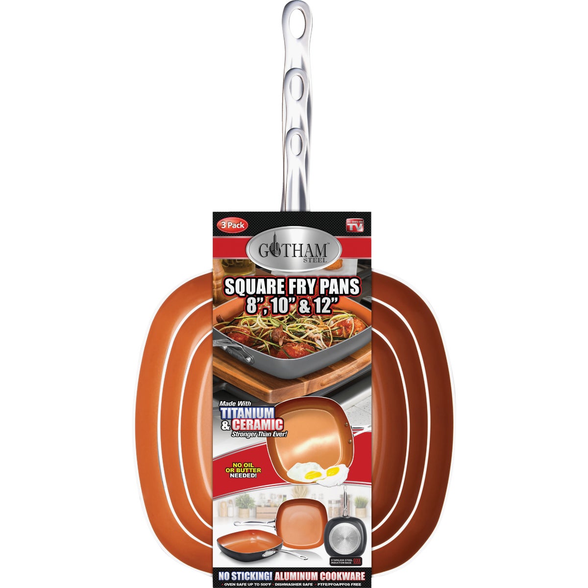 Gotham Steel 8 In., 10 In. & 12 In. Aluminum Fry Pan Set