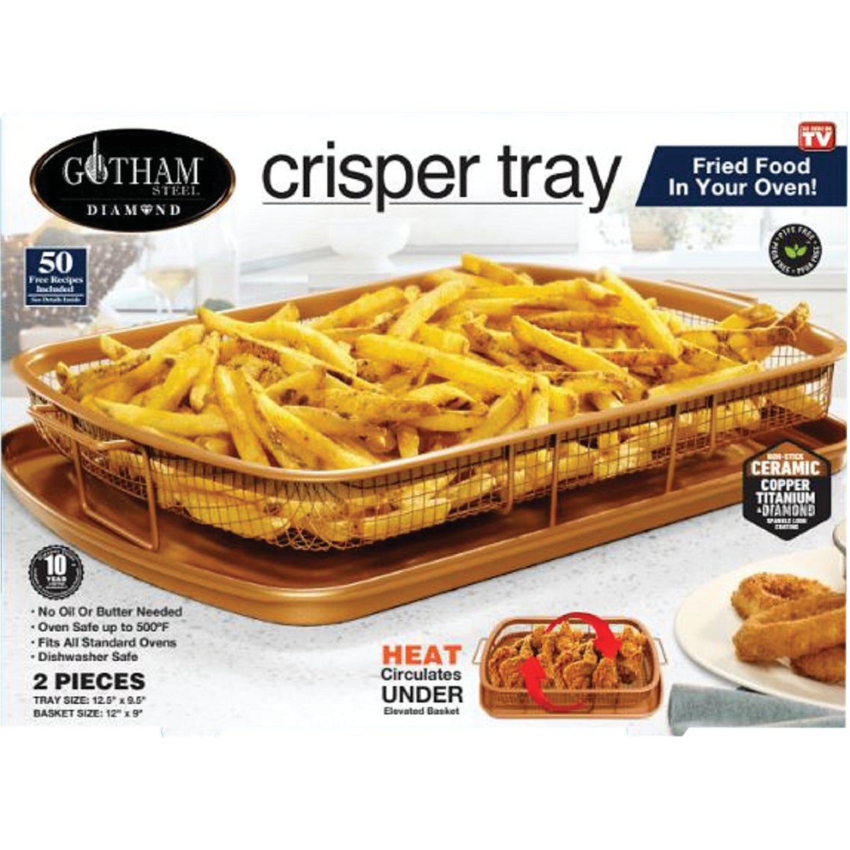 Gotham Steel Diamond Crisper 9 In. x 12 In. Non-Stick Crisper Tray Baking Pan