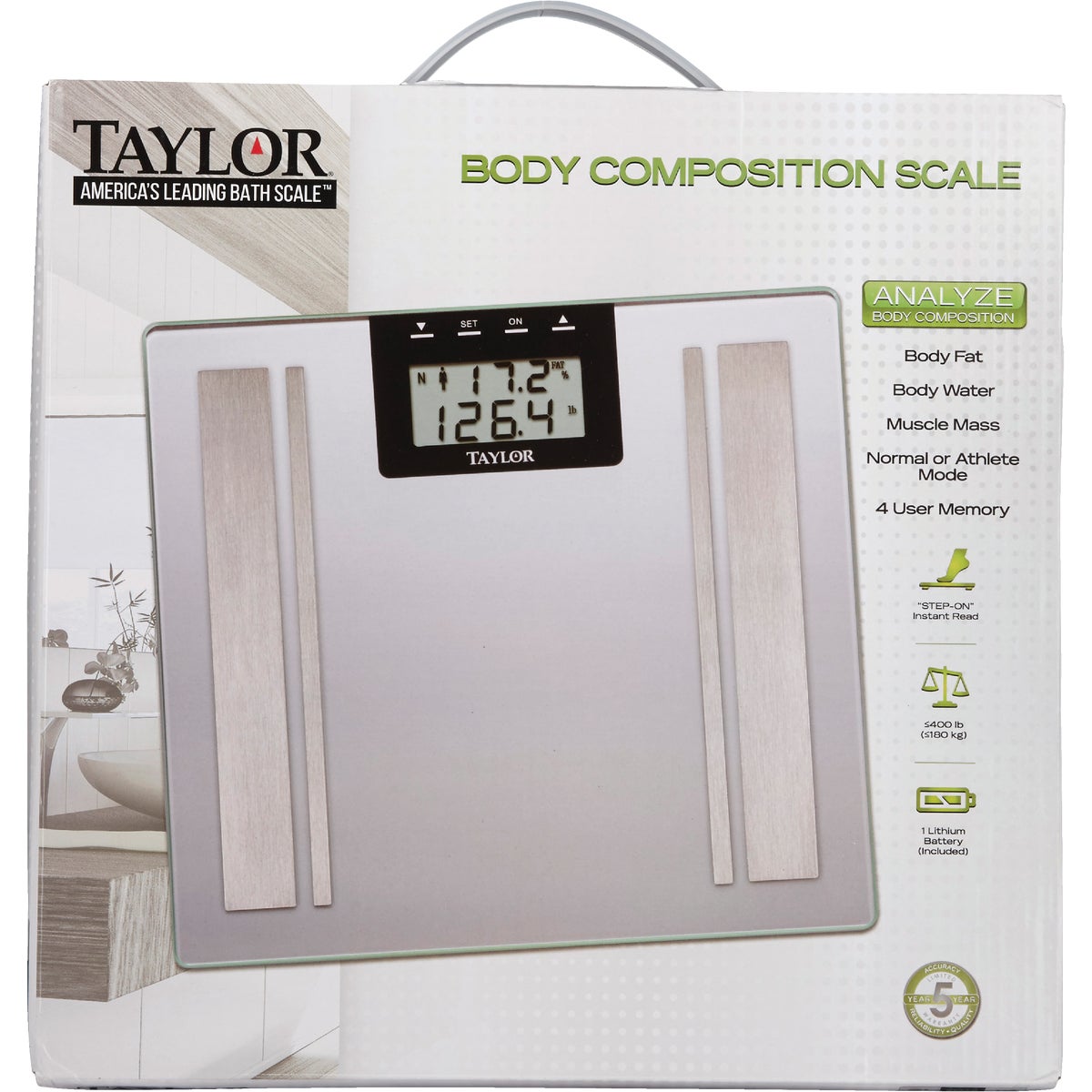 Taylor Digital 400 Lb. Body Analyzer Bath Scale, Black