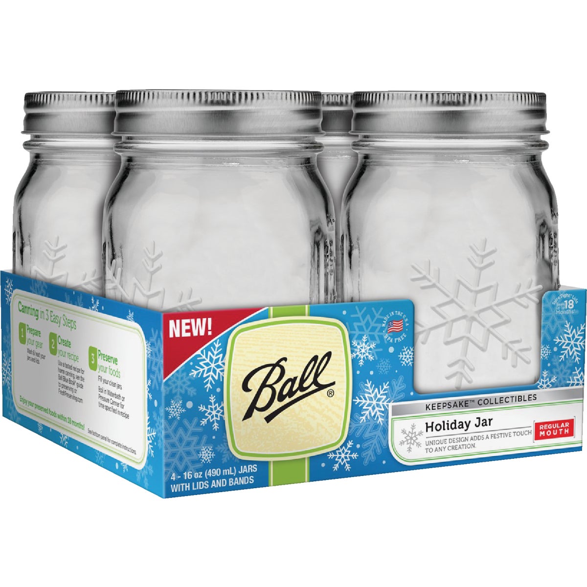 Ball Pint Regular Mouth Holiday Keepsake Canning Jar (4-Count)