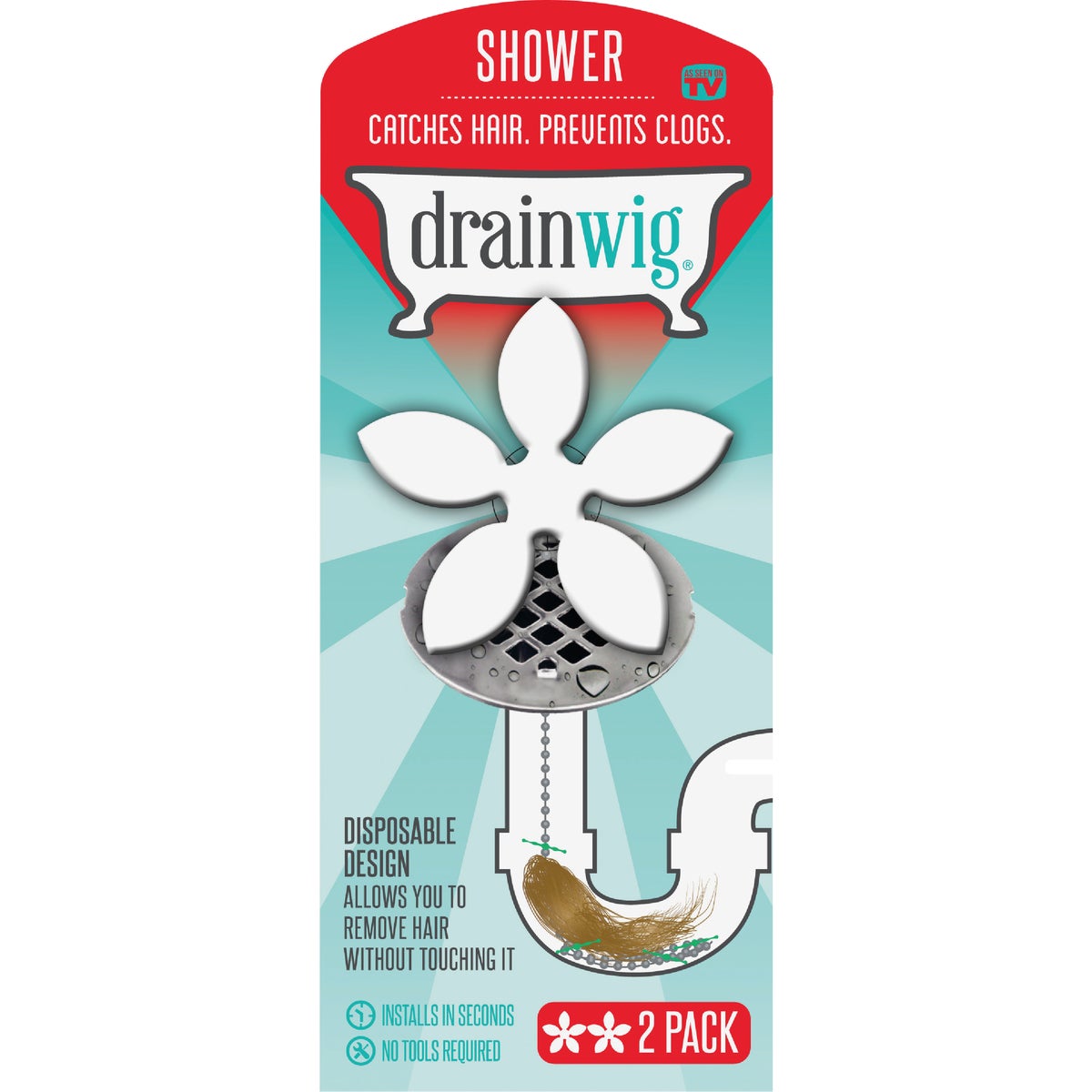 DrainWig Hair Catcher Shower Drain Strainer (2-Pack)