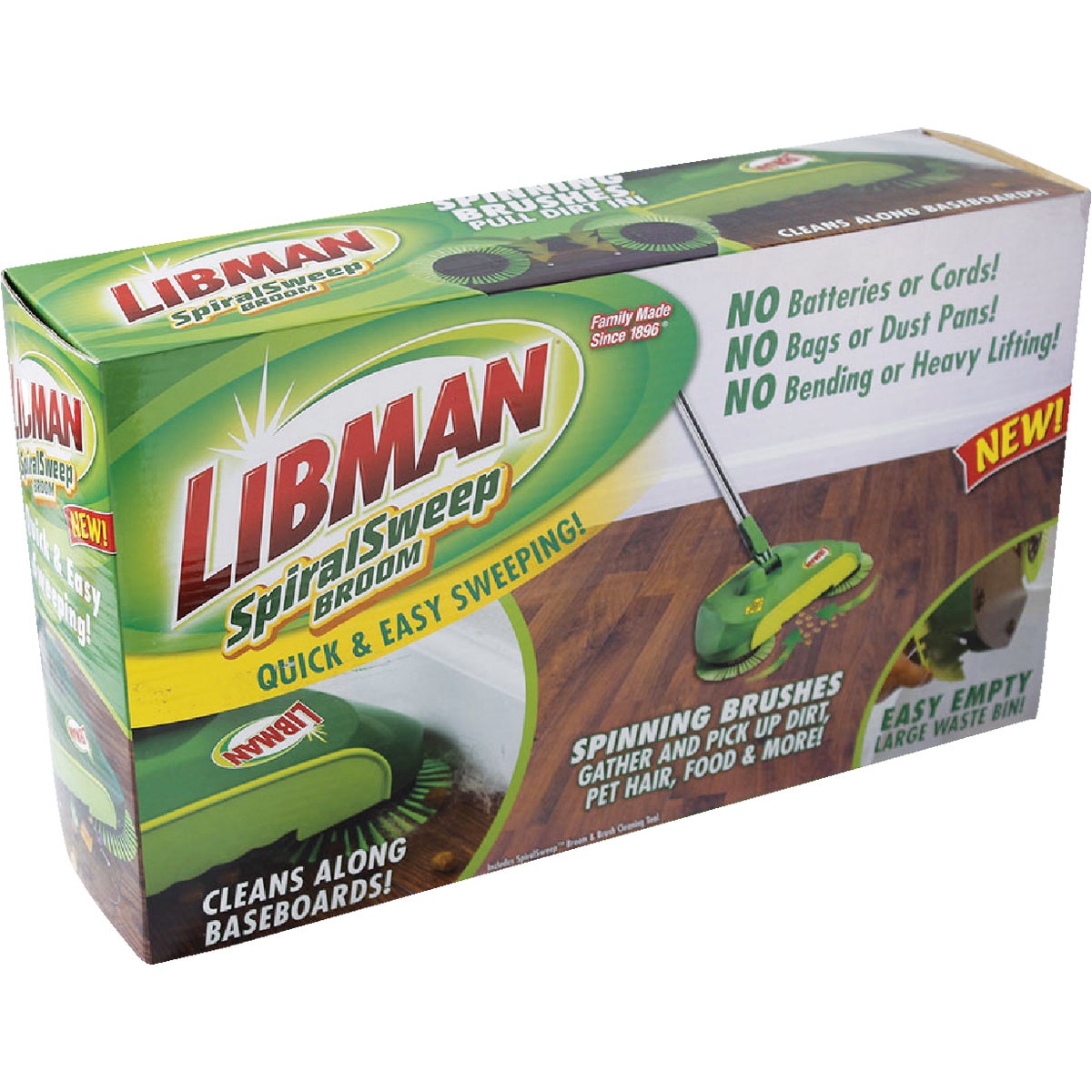 Libman SpiralSweep 12 In. W. x 45 In. L. Steel Handle Broom