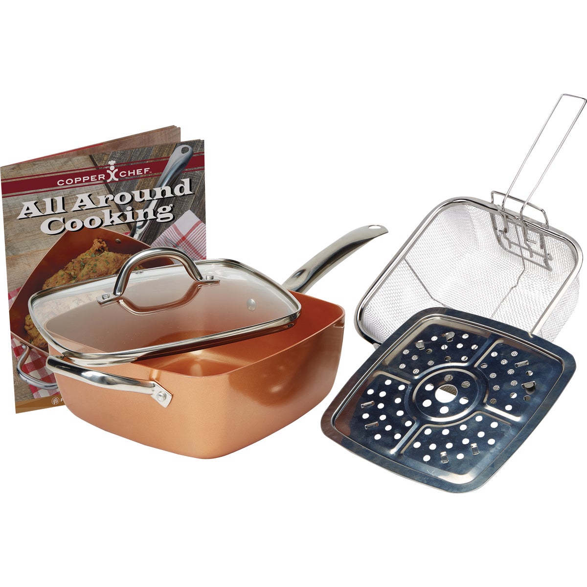Copper Chef 9.5 In. Copper Non-Stick Square Fry Pan with Lid