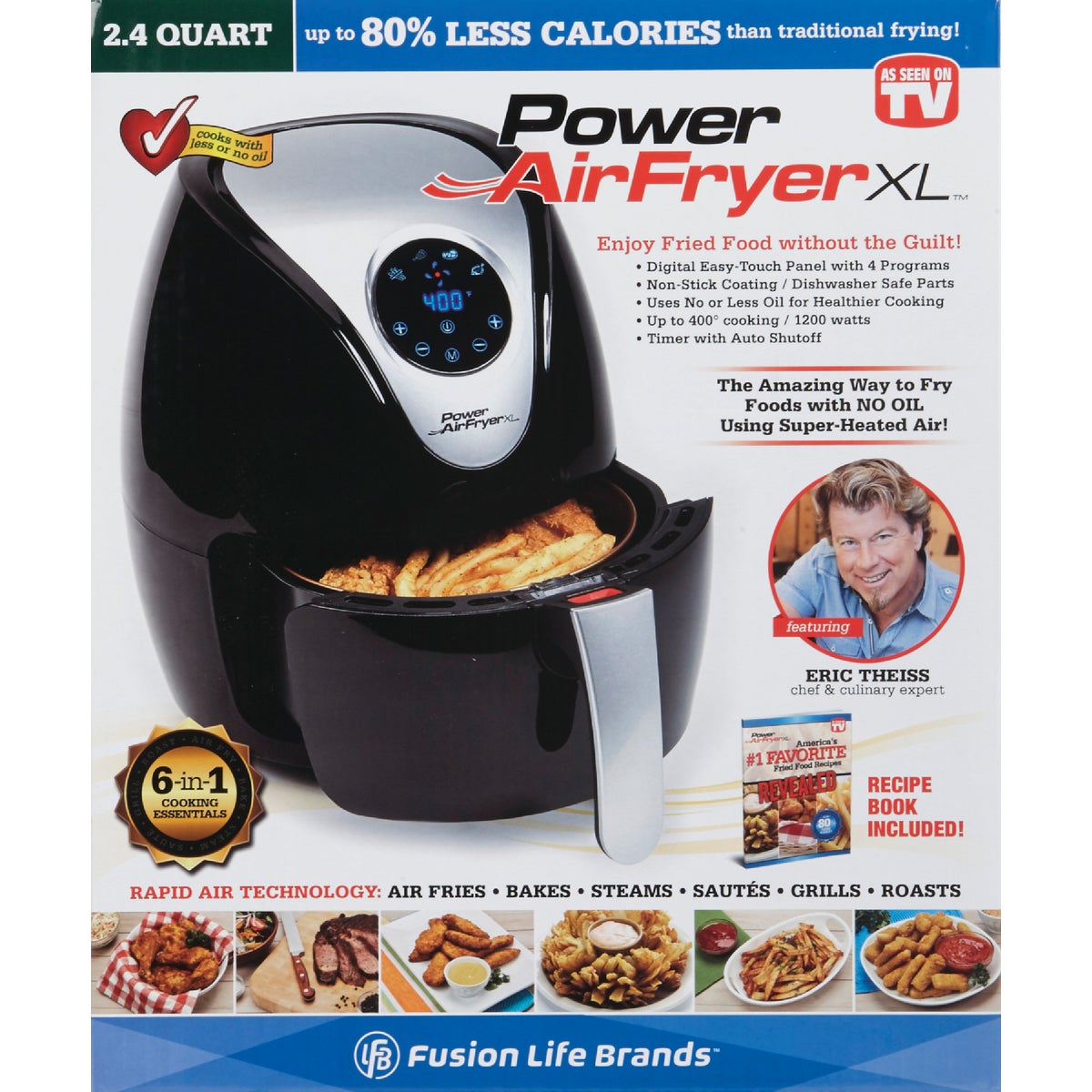 Power Air Fryer XL 2.4 Qt. Black Plastic Fryer