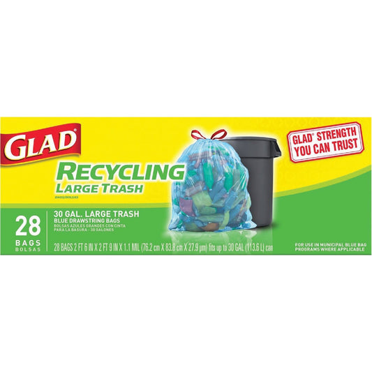 Glad Recycling 30 Gal. Large Blue Trash Bag (28-Count)