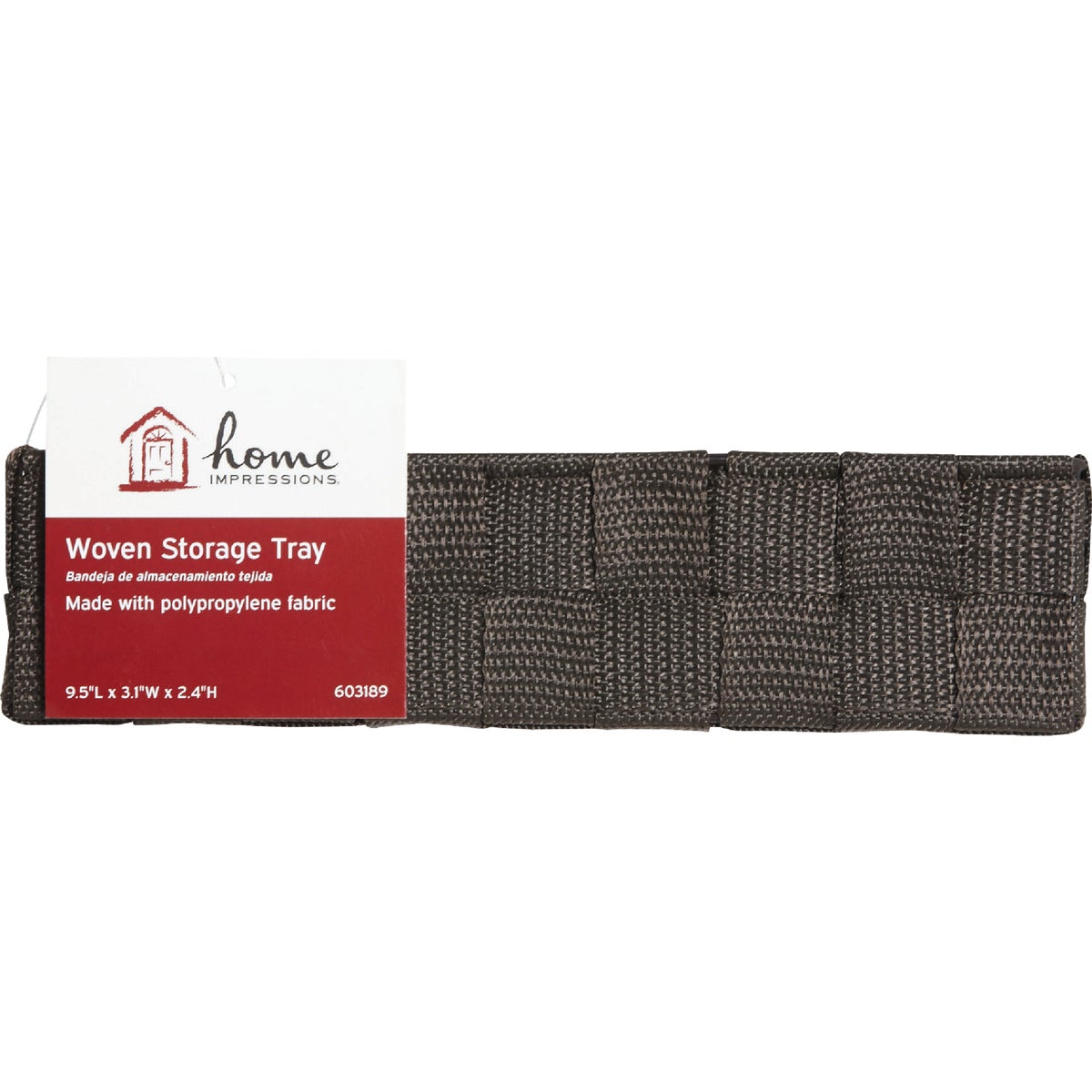 Home Impressions 3.25 In. W. x 2.25 In. H. x 9.5 In. L. Woven Storage Tray, Brown