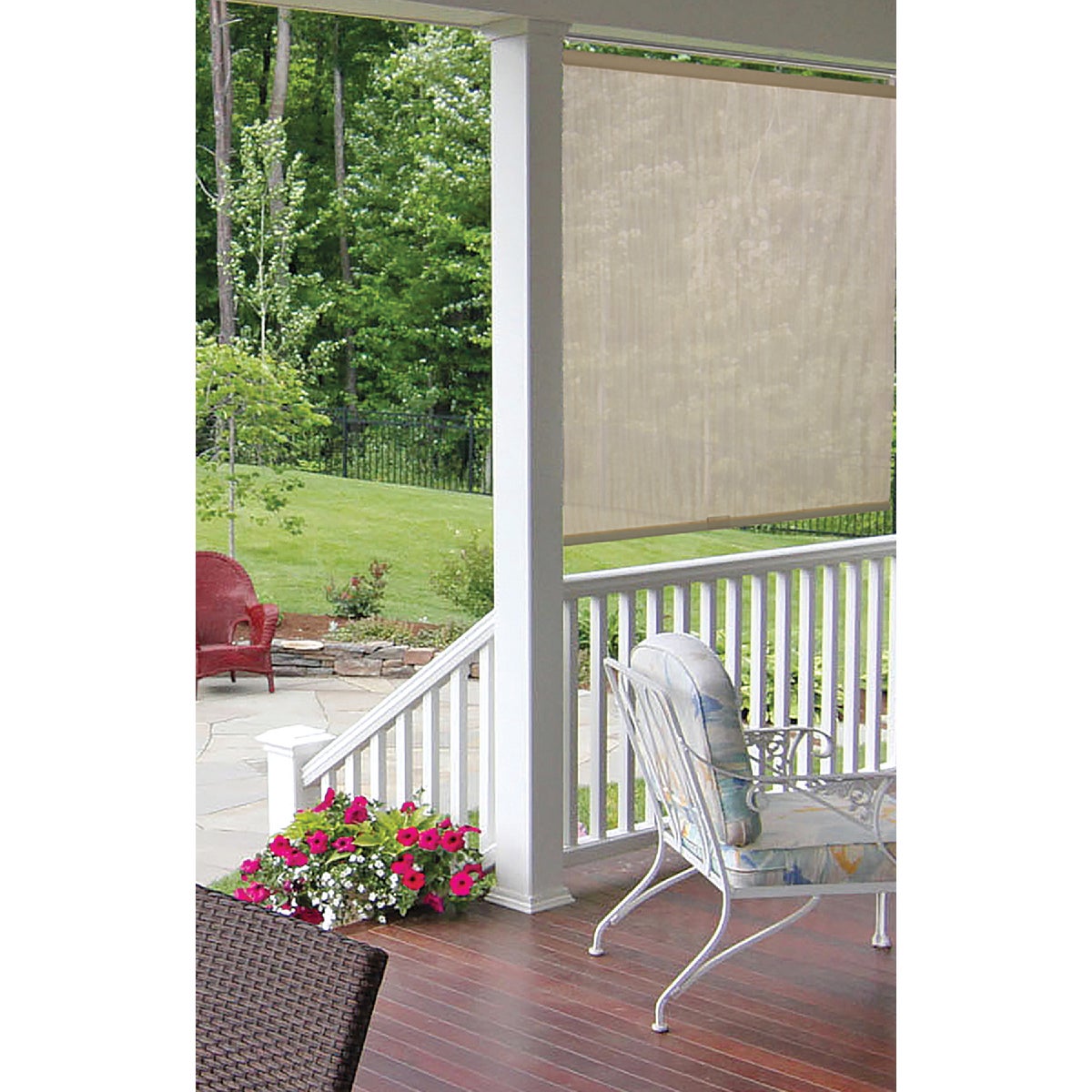 Home Impressions 30 In. x 72 In. Ivory Fabric Indoor/Outdoor Cordless Roller Shade