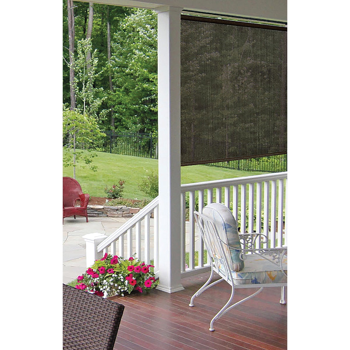 Home Impressions 36 In. x 72 In. Brown Fabric Indoor/Outdoor Cordless Roller Shade