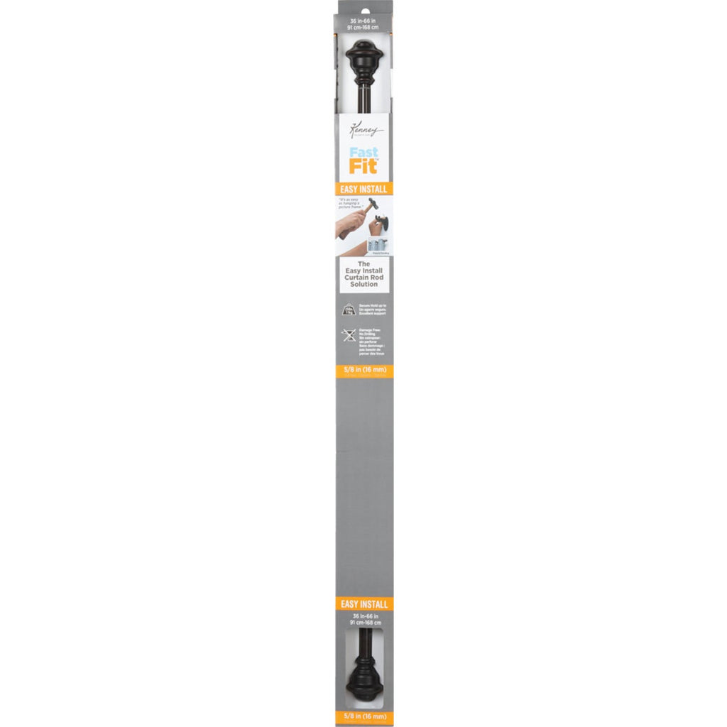 Kenney Fast Fit Finn 36 In. To 66 In. 5/8 In. Weathered Brown Curtain Rod