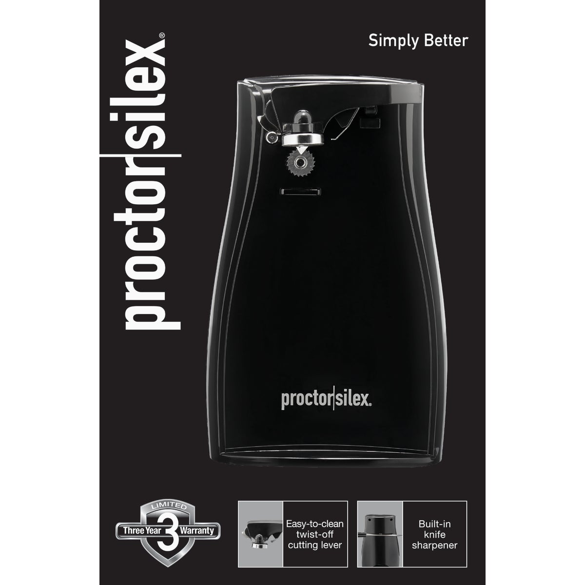 Proctor Silex Power Opener Black Electric Can Opener