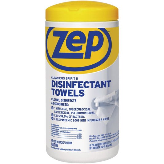 Zep Clean'ems Spirit II Disinfectant Towelettes (80-Count)