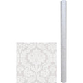 Magic Cover 54 In. x 15 Yd. Damask White Pattern Flannel Backed Yard Goods Decorative & Versatile Covering