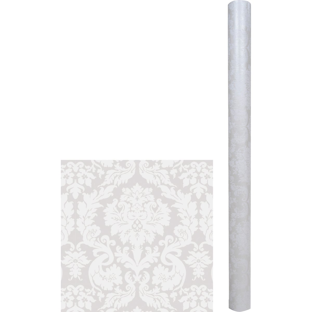 Magic Cover 54 In. x 15 Yd. Damask White Pattern Flannel Backed Yard Goods Decorative & Versatile Covering
