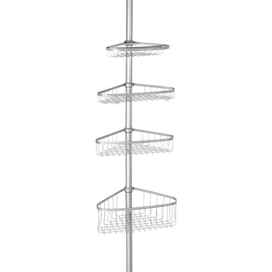 iDesign York Tension 4-Shelf Silver Shower Caddy