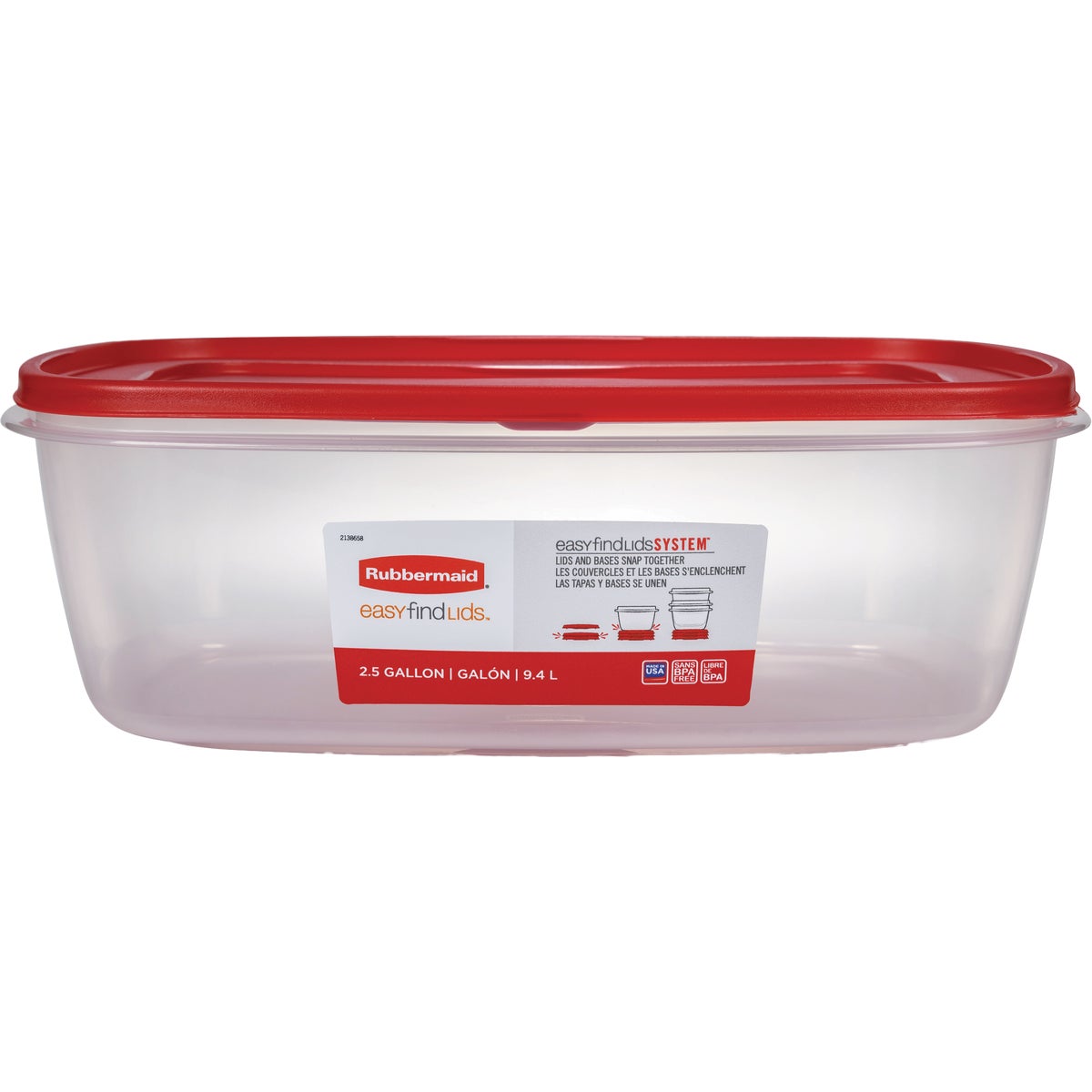 Rubbermaid Easy Find Lids 2.5 Gal. Clear Rectangle Food Storage Container